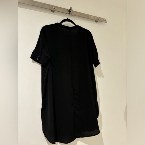 Monk & Lou black mini dress with button sleeve detail - Size M/L - Picture 2 of 4